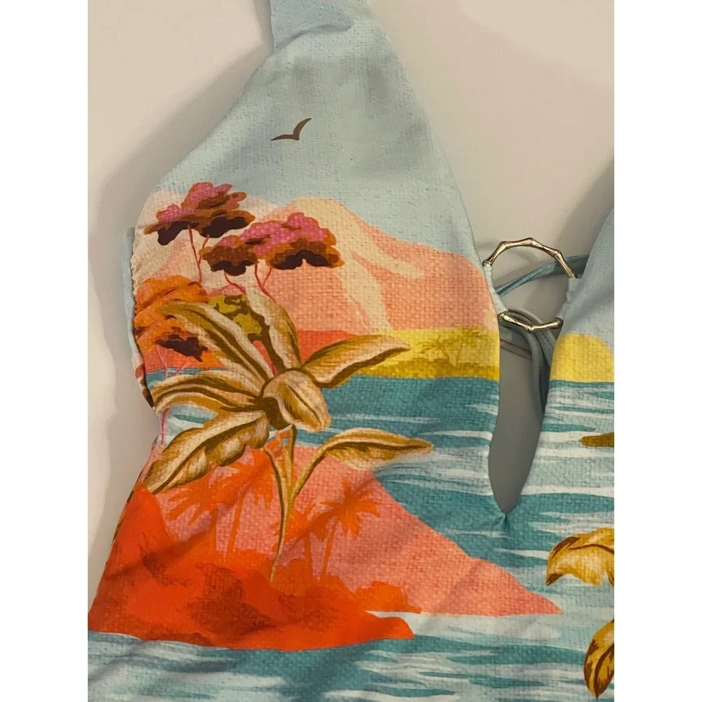 Trina Turk Cyclades Plunge One‎ Piece Swimsuit Women's Size 8